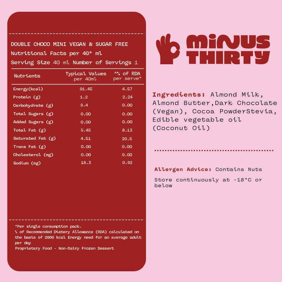 Minus Thirty Double Choc Mini Ice Cream Stick | Vegan & Sugar Free