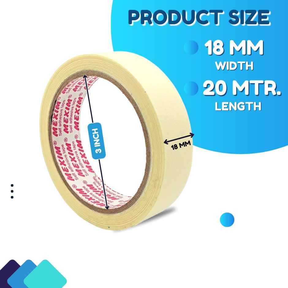 ABK White Masking Tape | 18 mm x 20 m | Strong Adhesive