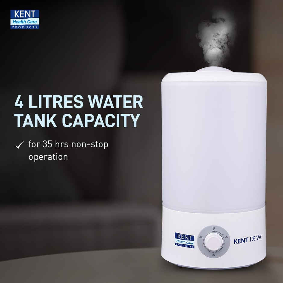 Kent Dew Humidifier With Ultrasonic Mist 4l | Eliminates Dryness Caused by Ac's | 25w | White