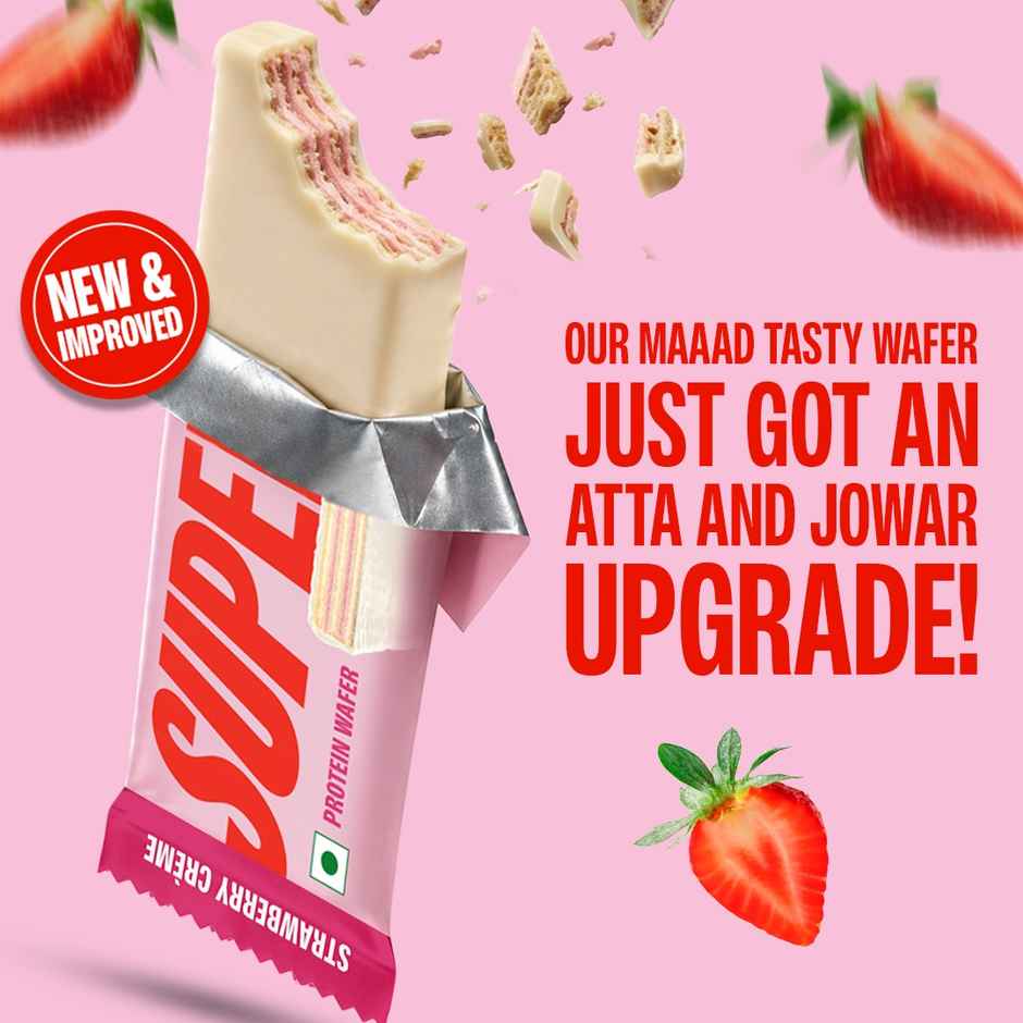 SuperYou 10g Protein Wafer Bar - Strawberry Creme (Made with Atta & Jowar. No Added Sugar.)