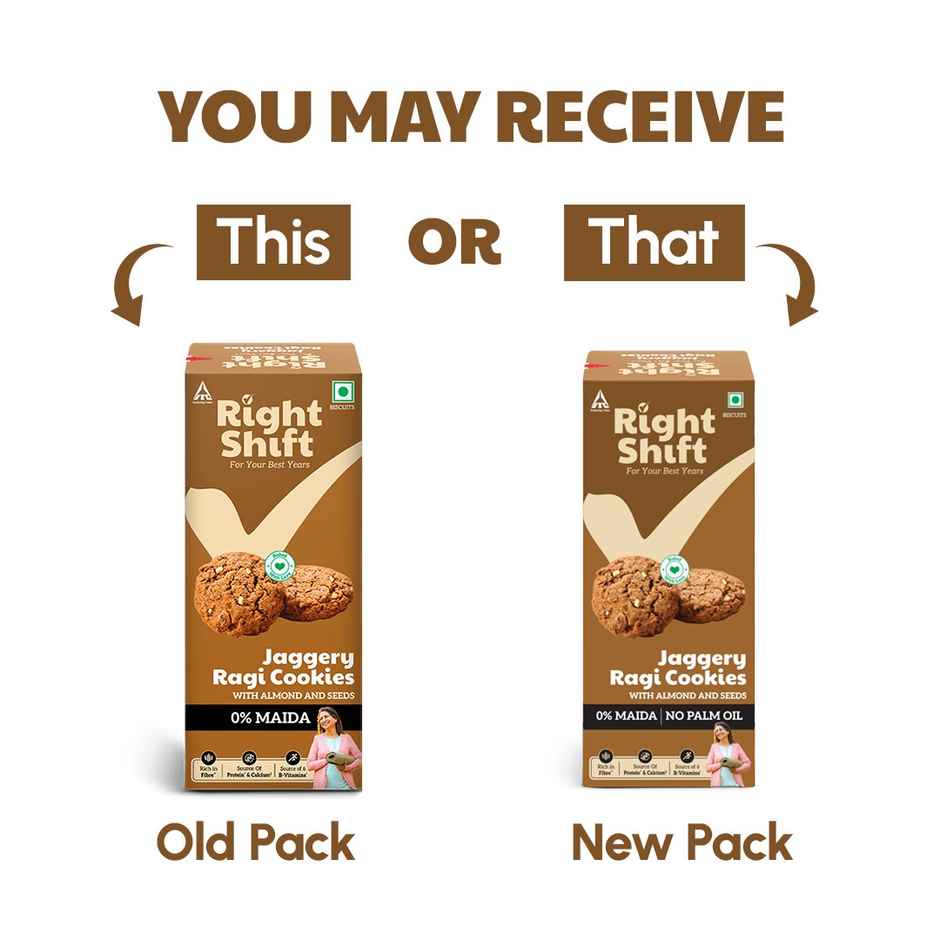 Right Shift Jaggery Ragi 0% Maida Cookies | 0% Refined Sugar | With Nuts and Seeds