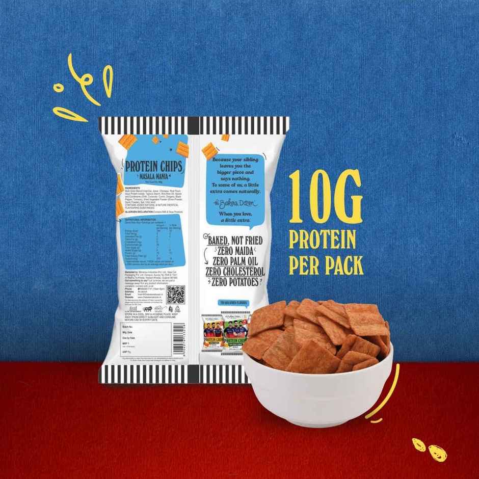 The Baker's Dozen Protein Chips Masala Mania Multigrain |10g Protein | Baked | Healthy Snacks
