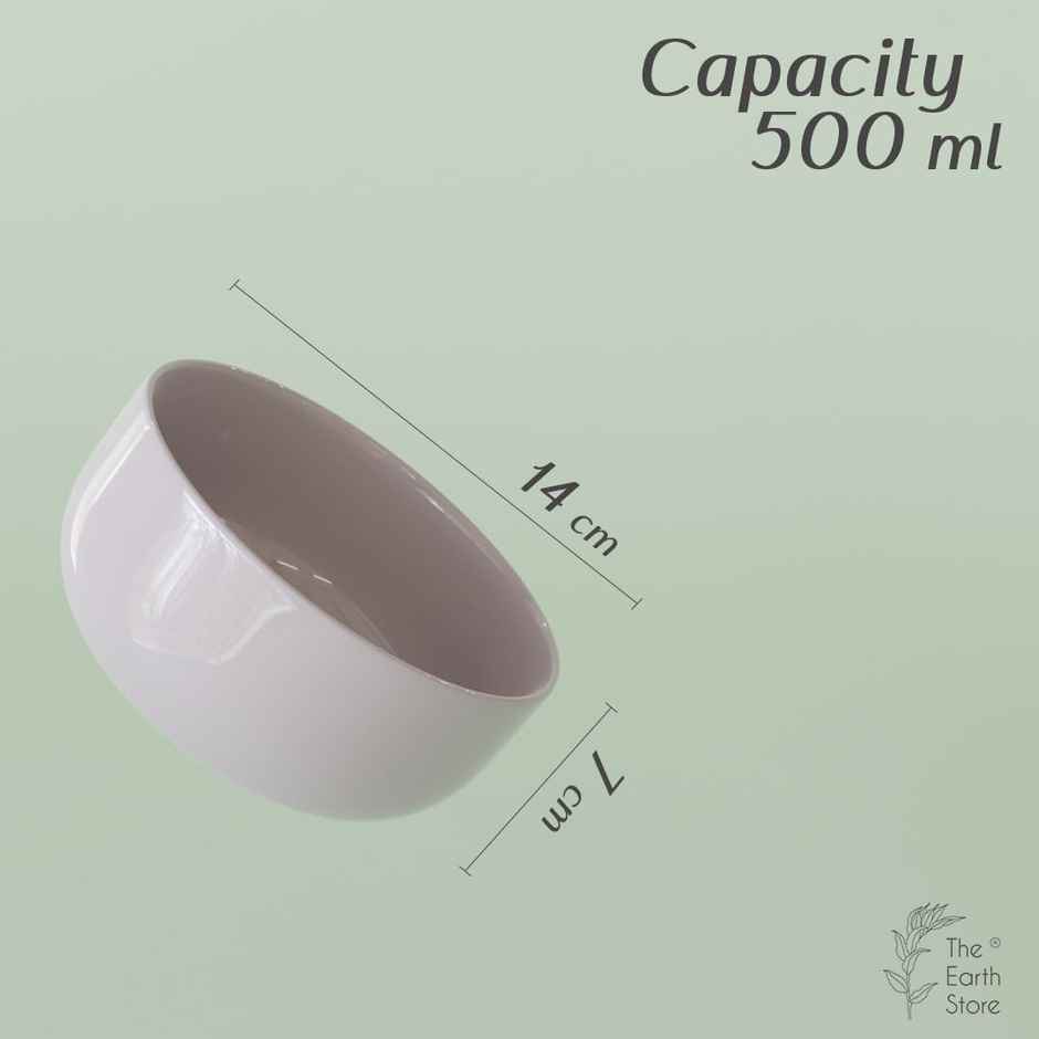 The Earth Store Solid Lavender 2Pc Ceramic Bowl Gift Set, 500 ml Each Microwave Safe, Snack Serving