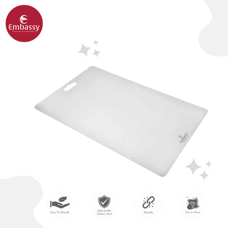 Embassy Premium Chopping Board, Heavy-Duty Thick Cutting Board, 36X25 Cms (Large), Stainless Steel