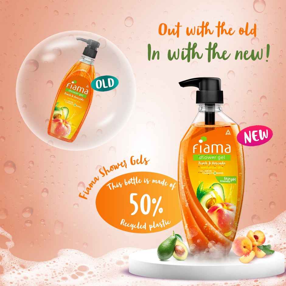 Fiama Body Wash Shower Gel Peach & Avocado, with Skin Conditioners for Soft & Moisturised Skin Combo