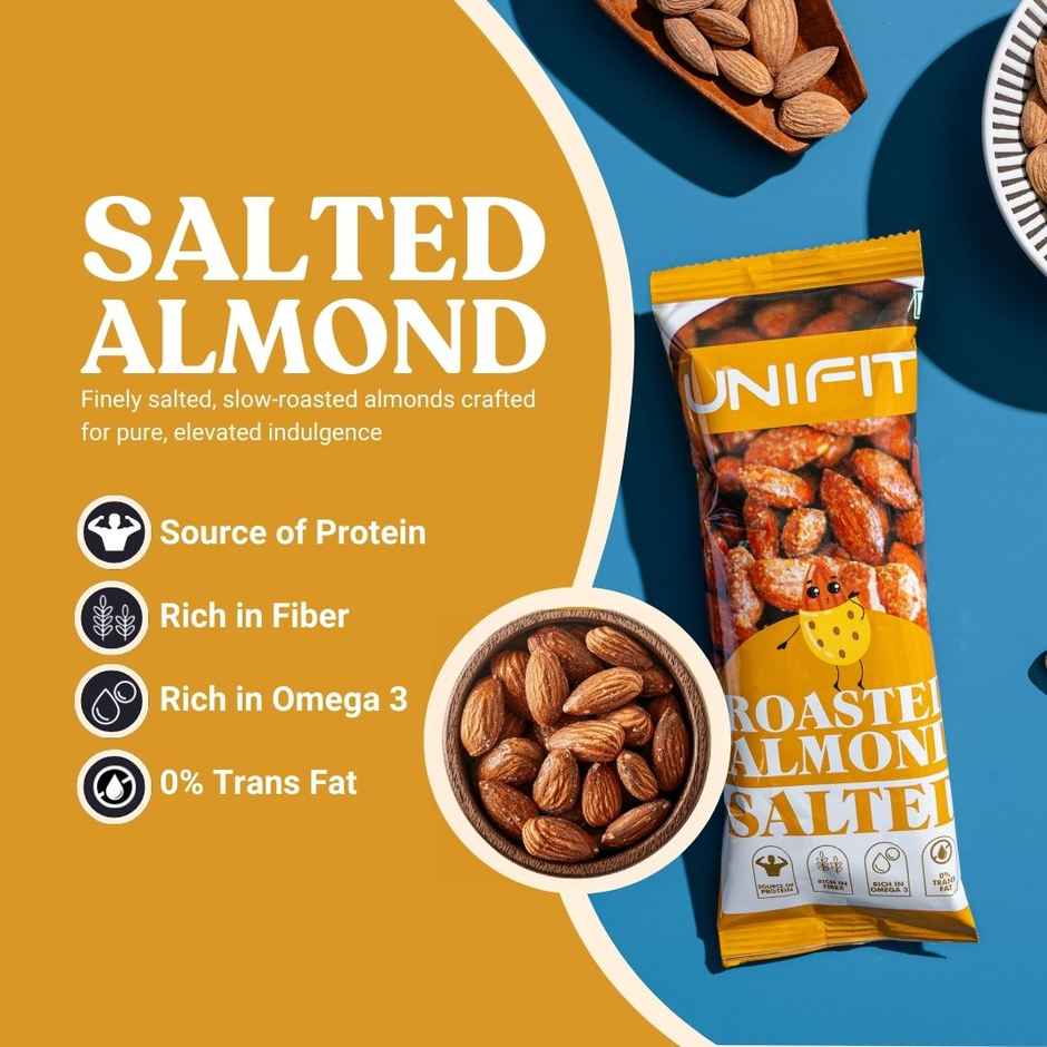 Unifit Salted Almonds | Crunchy Roasted Snack | Protein & Fibre Rich