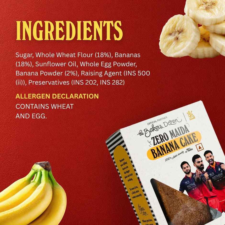 The Baker's Dozen Banana Cake Zero Maida | Whole Wheat | Fruit Cake | Zero Palm Oil | Clean Label