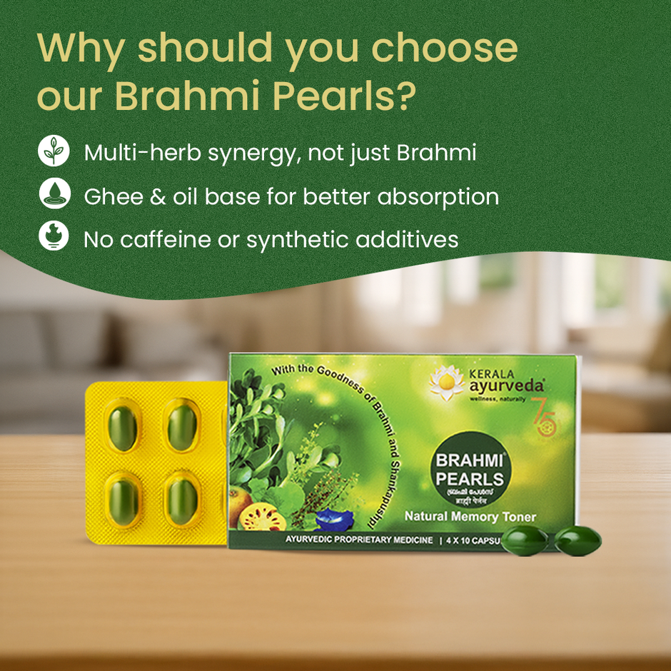 Kerala Ayurveda Brahmi Pearls - For Mind Wellness |With Brahmi for Improved Focus & Stress Relief