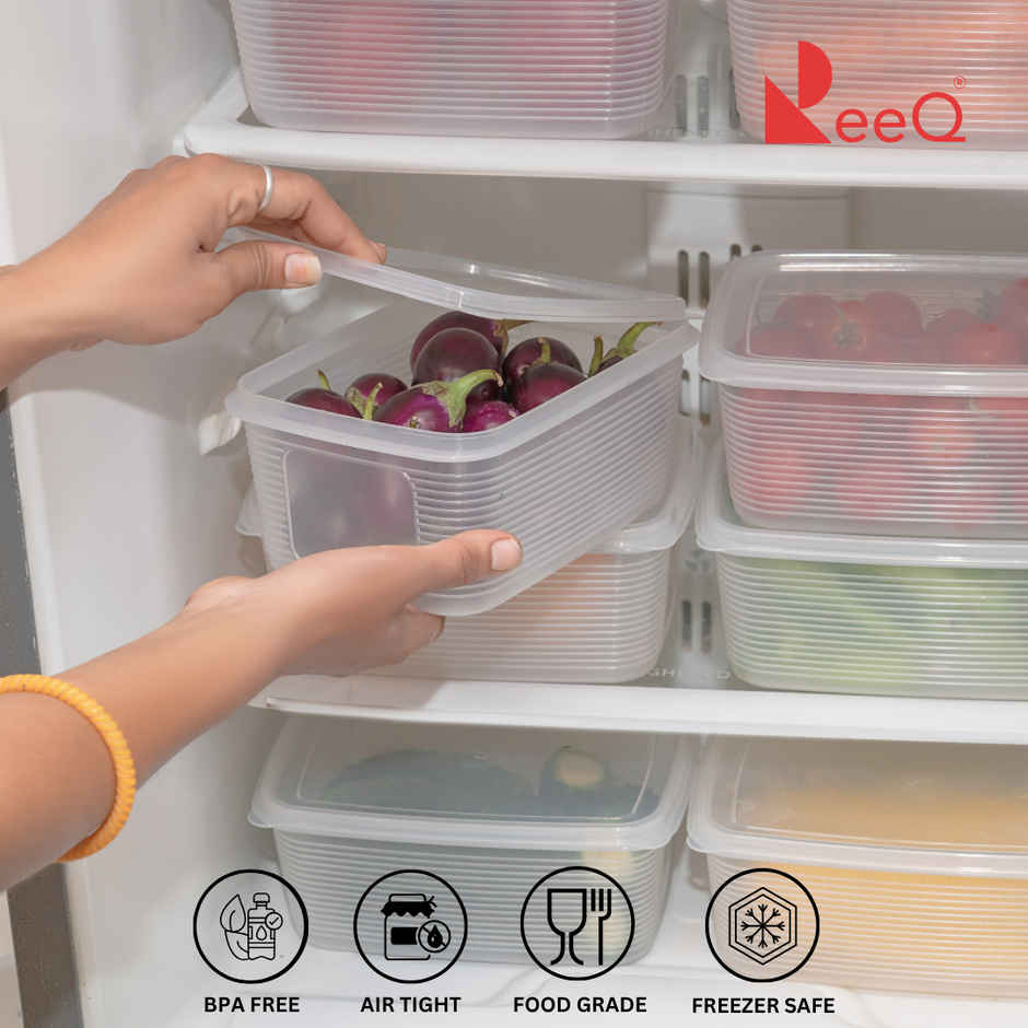 ReeQ Transparent Fridge Storage Container Box with Lid | 1.8 L
