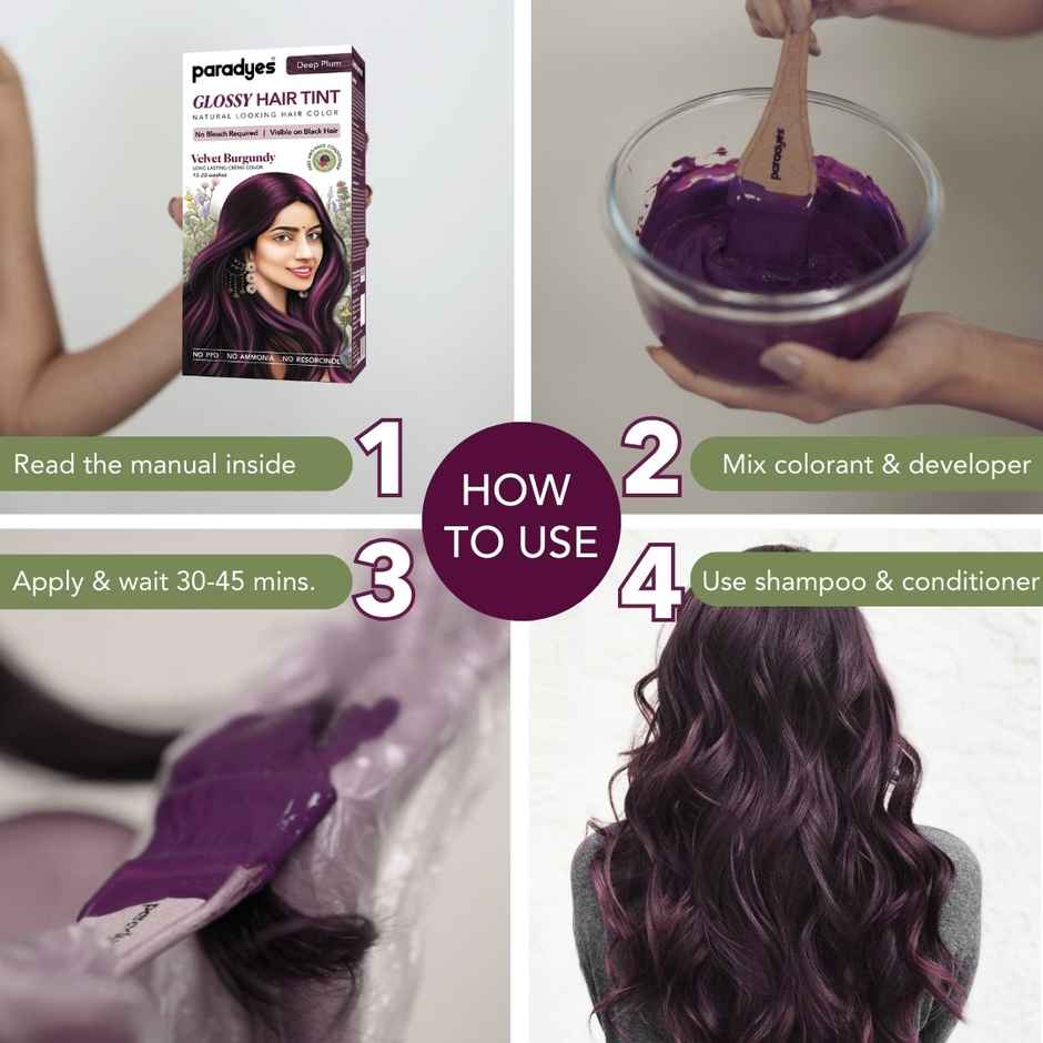 Paradyes Glossy Hair Tint Natural Hair Color - Velvet Burgundy