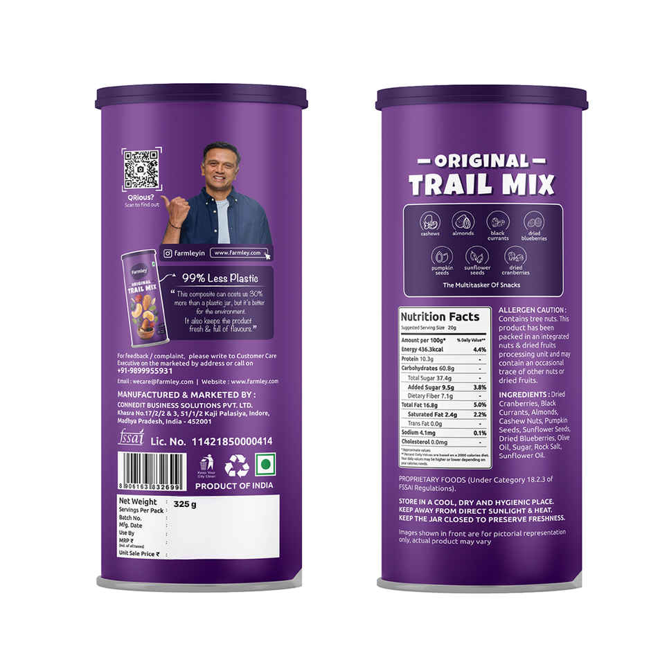 Farmley Trail Mix Dry Fruit- Almonds, Cashews, Cranberries, Blueberries, Blackcurrant & More