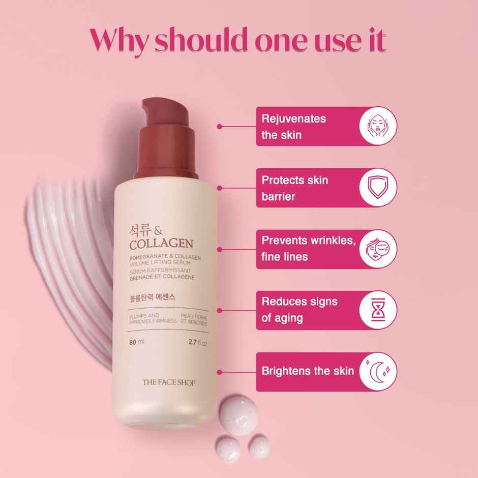 The Face Shop Pomegranate And Collagen Serum, With Hyaluronic Acid, For Skin Firming