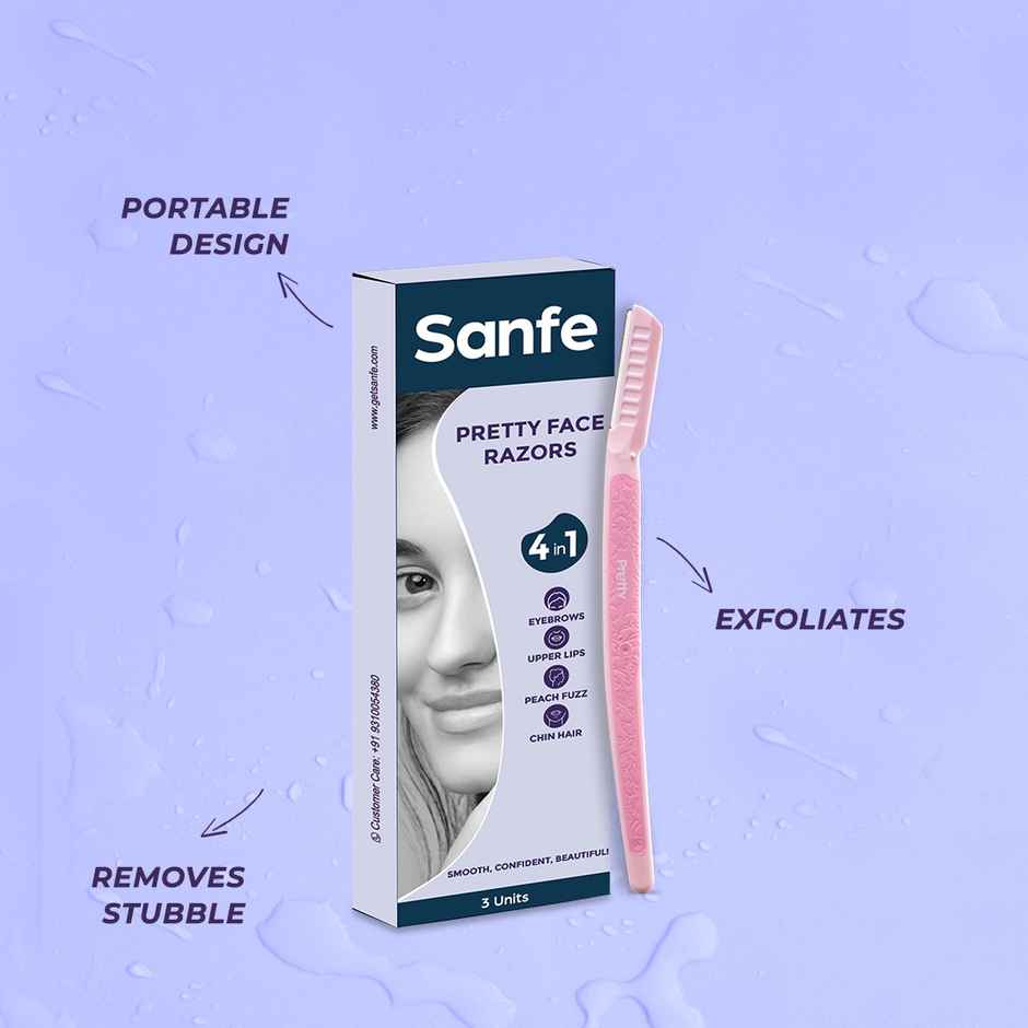 Sanfe Reusable Pretty Face & Eyebrow Razor For Women Painfree Facial Hair Removal Upper Lips Chin