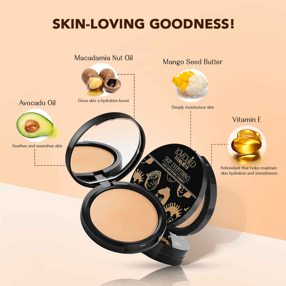LoveChild Masaba Skip Everything 4-in-1 Mattifying Compact | Lonely Lioness