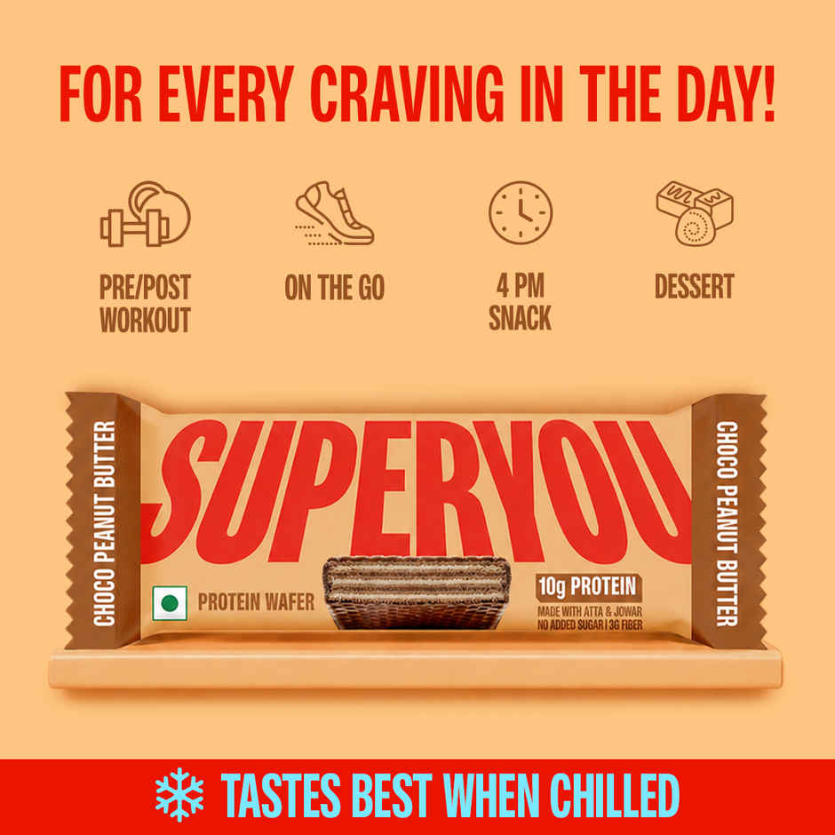 SuperYou 10g Protein Wafer Bar - Choco Peanut Butter (Made with Atta & Jowar. No Added Sugar.)