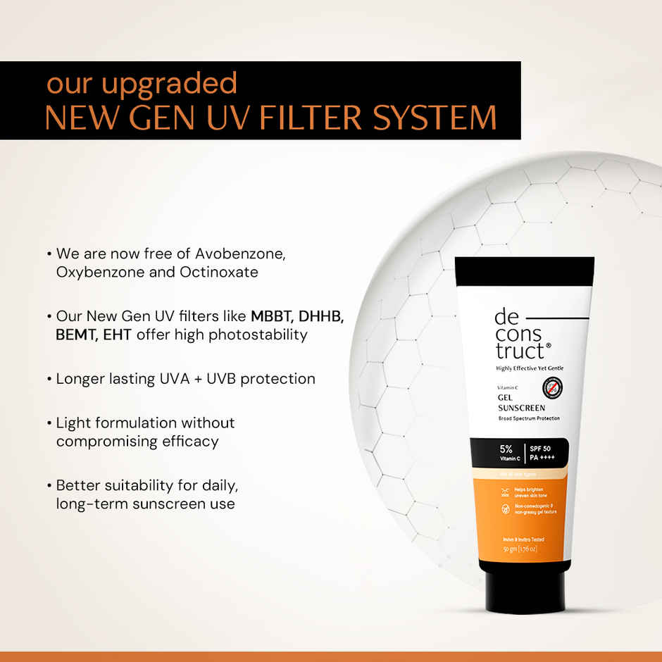 Deconstruct 5% Vitamin C Gel Sunscreen SPF 50 PA++++ | In-Vivo Tested
