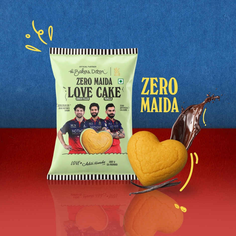 The Baker's Dozen Zero Maida Love Cake - Vanilla  | Veg/Eggless Heart cake - filled with Choco