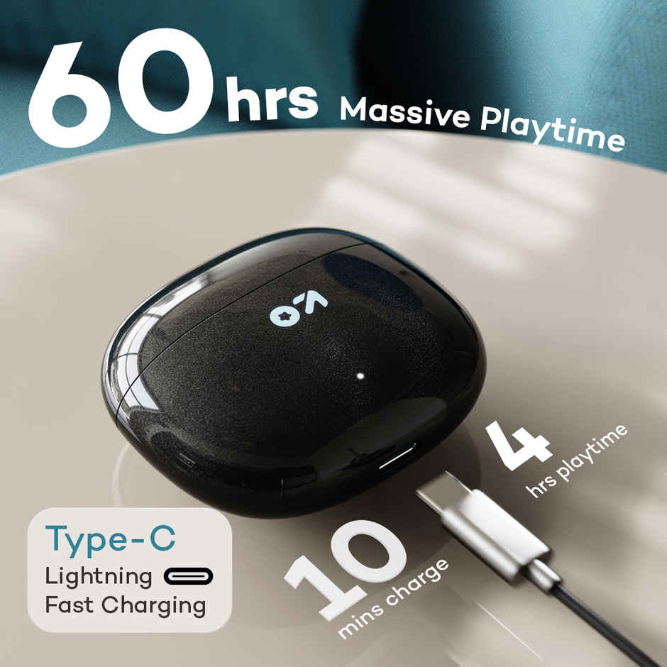 GOBOULT  W60 with 60Hrs Battery, 4 Mic ENC, Ultra Low Latency, 5.4v Bluetooth | Black