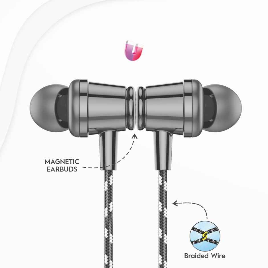 U&i Clash Wired Earphone with Magnet Buds | 1.2m Braided Cord | Silver
