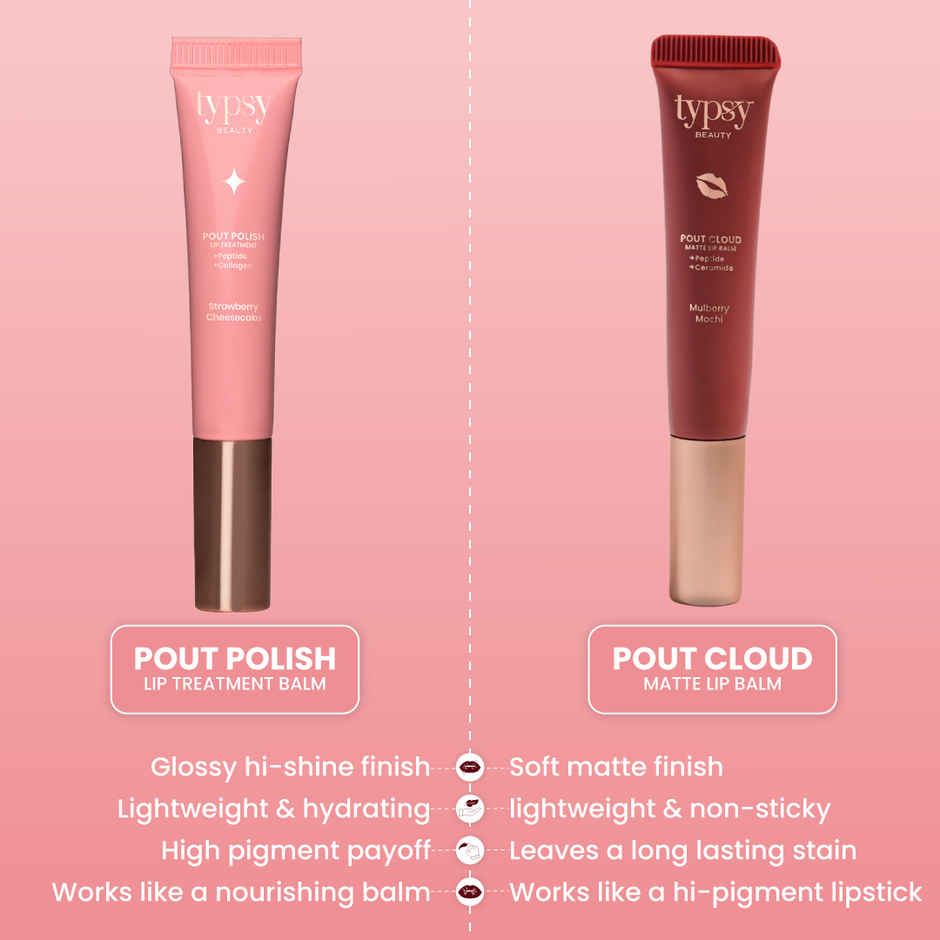 Typsy Beauty Pout Cloud Matte Lip Balm | Tinted Lip Balm | long-lasting stain I Milk and Cookies
