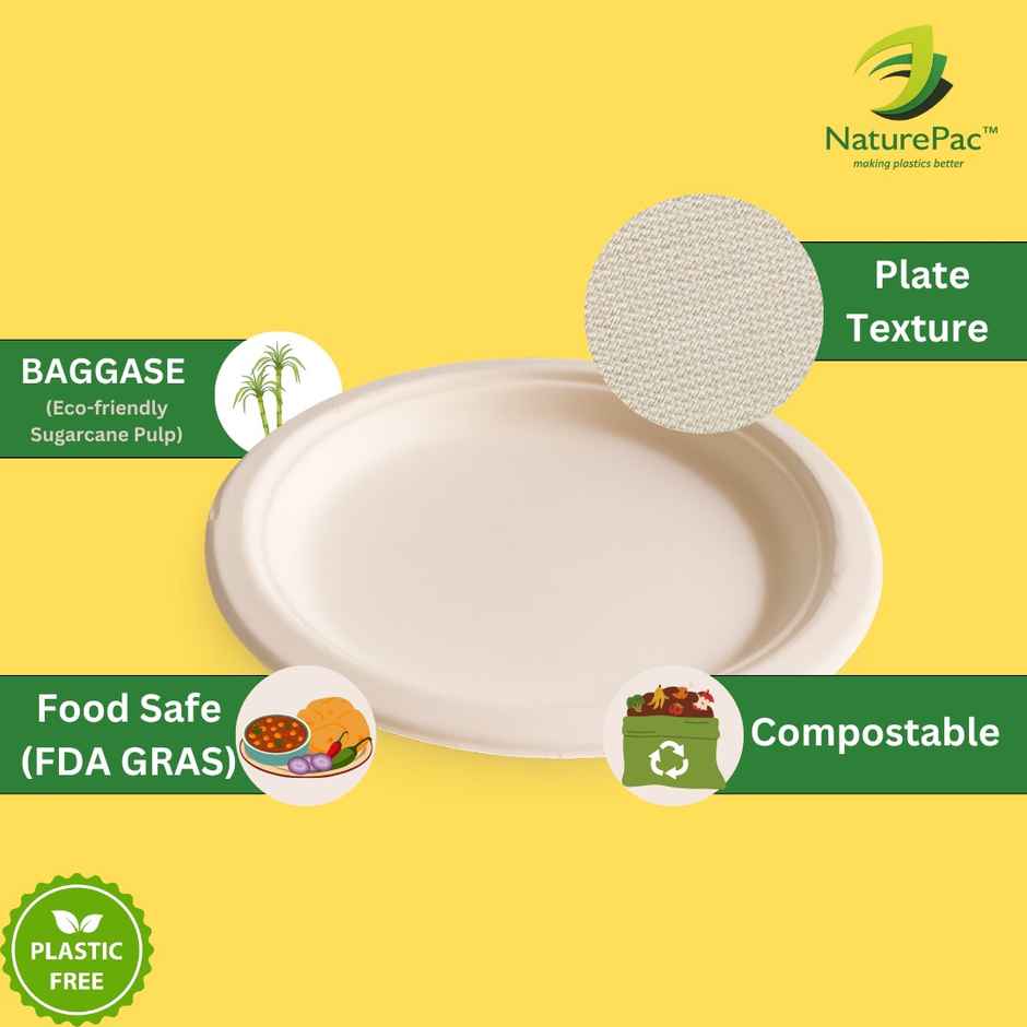 Bagasse Plate | Round | 7 inch | 25 pcs | Naturepac