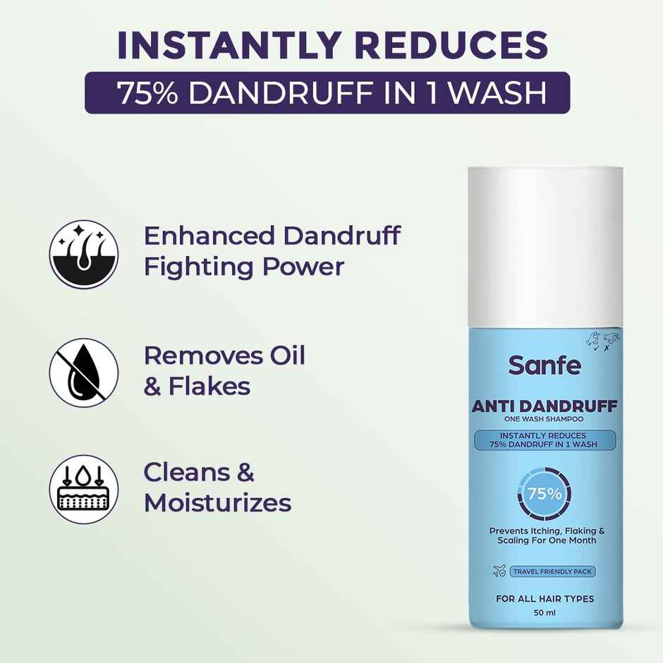 Sanfe Anti Dandruff One Wash Shampoo Removes Dandruff, Helps With Itching & Irritation