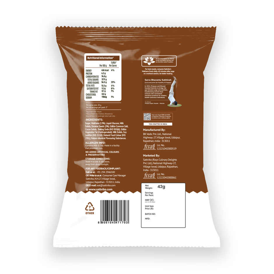 Sattviko Belgian Chocolate Roasted Makhana