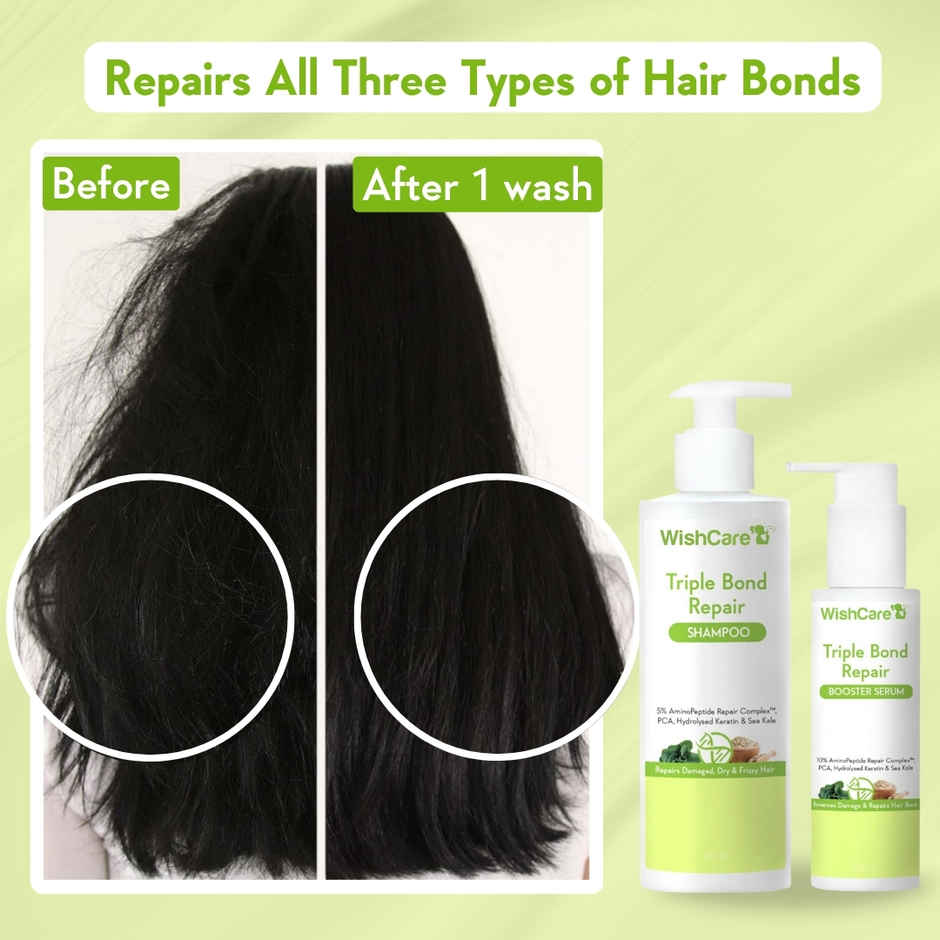 Wishcare Triple Bond Repair Shampoo (250ml) & Wishcare Triple Bond Repair Booster Serum With Amino Peptide Complex (100ml) Combo