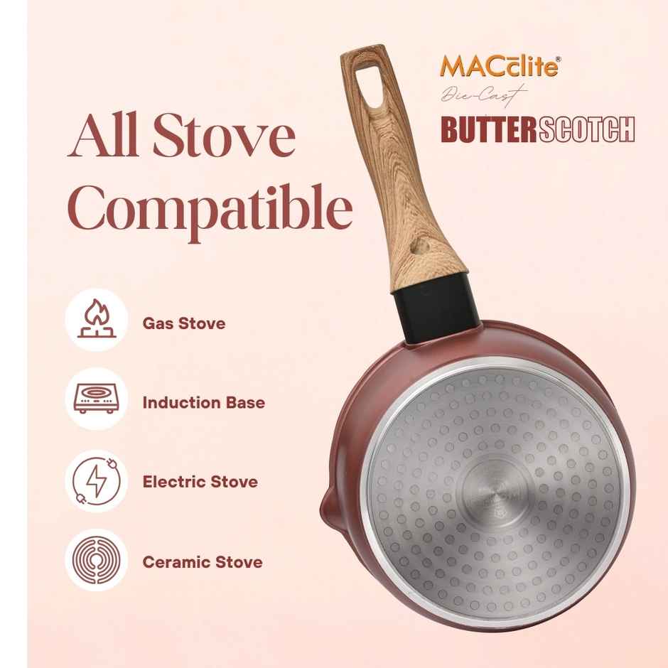 Macclite Non Stick PDC Granite+ Induction Base ButterScotch Sauce Pan 16 cm