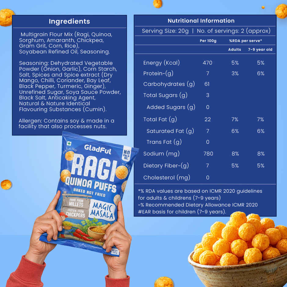 Gladful Ragi Quinoa Puffs Magic Masala