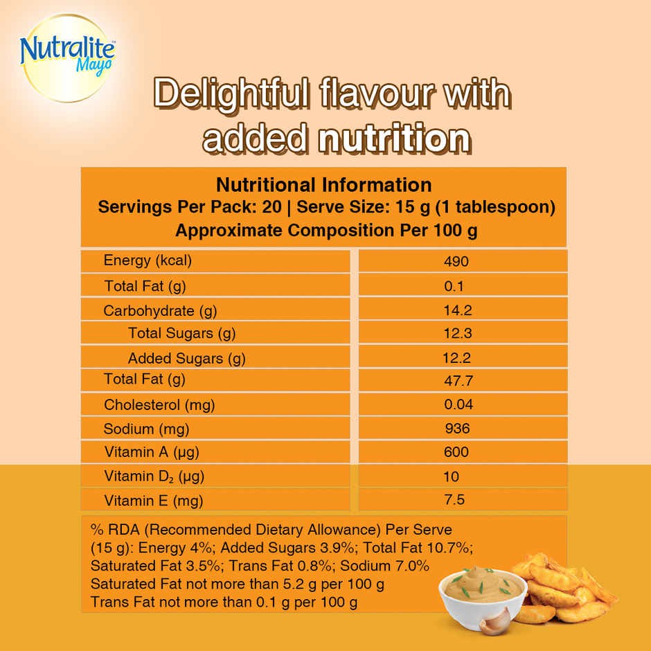 Nutralite Mayo Cheesy Garlic Eggless Mayonnaise (Extra 25g Free) - 275g Combo