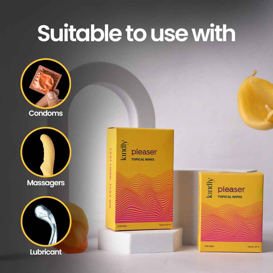 Kindly Health Pleaser Long-Last Wipes For Men Pack Of 3 (3pc) & Kindly Health Pleaser Delay Spray (20g) Combo