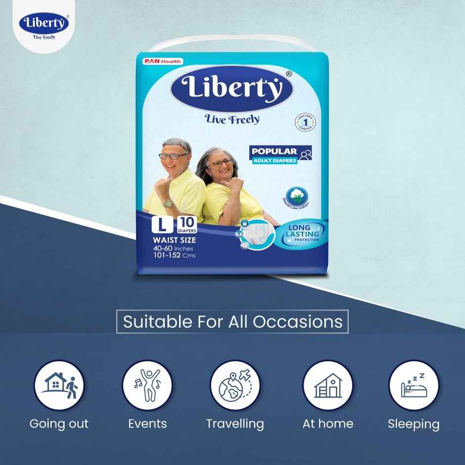 Liberty Popular Adult Diaper ( Tape, L , 40-60 inches)