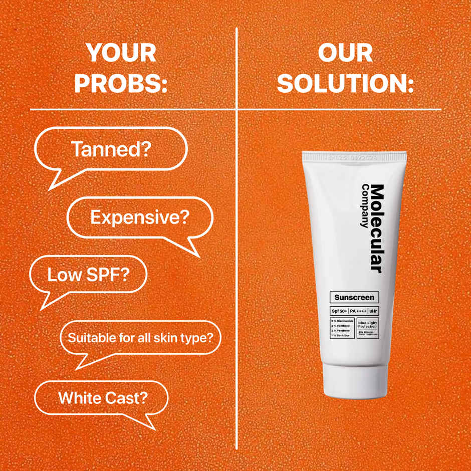 Molecular Company Sunscreen SPF 50+ PA++++ For Tan Free and Glowing Skin