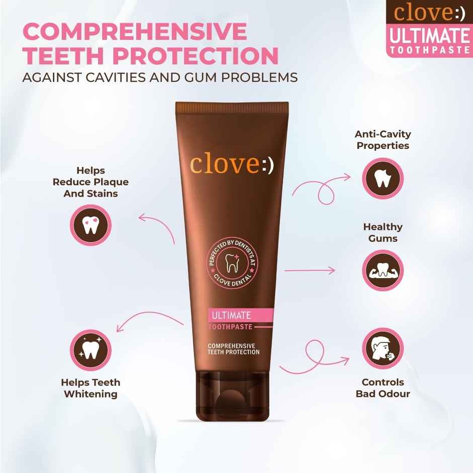 Clove Oral Care Ultimate Toothpaste | Active Freshness | Cavity Prevention | Teeth Whitening