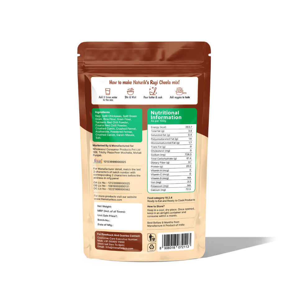 The Naturik Co Ragi High Protein Chilla Mix | Calcium Rich | Healthy Diet Breakfast