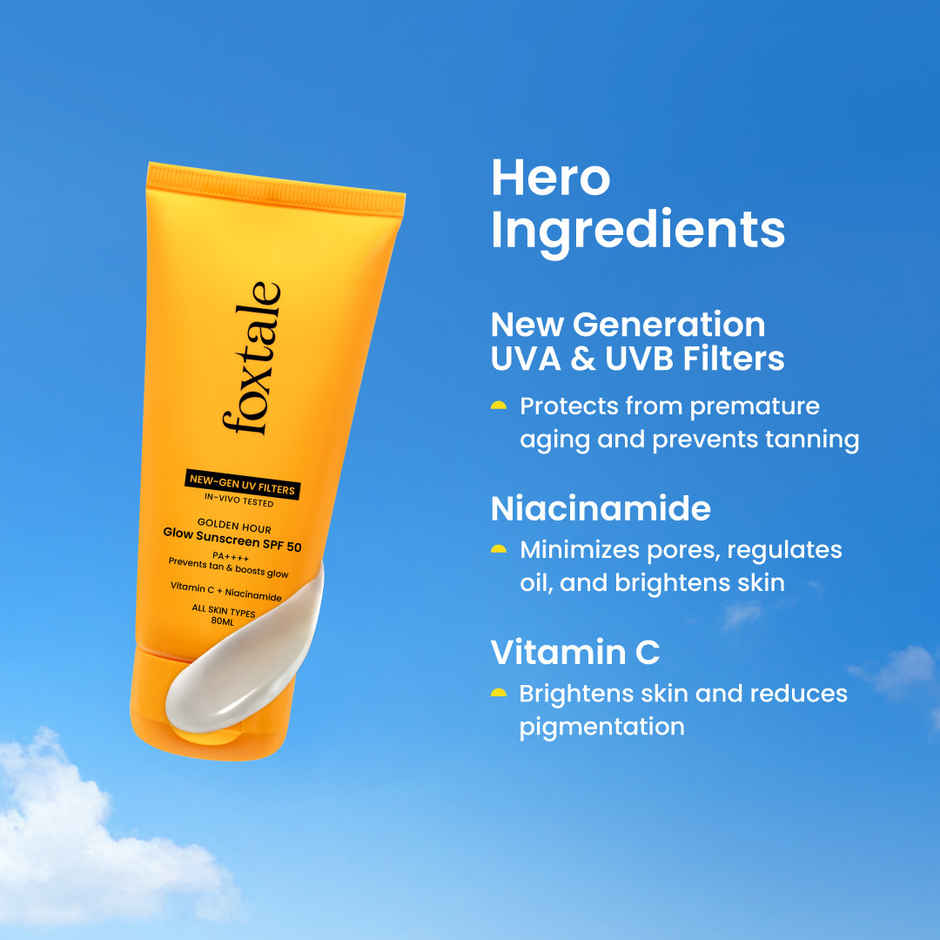 Foxtale Glow Sunscreen SPF50 PA++++ In-Vivo Tested 