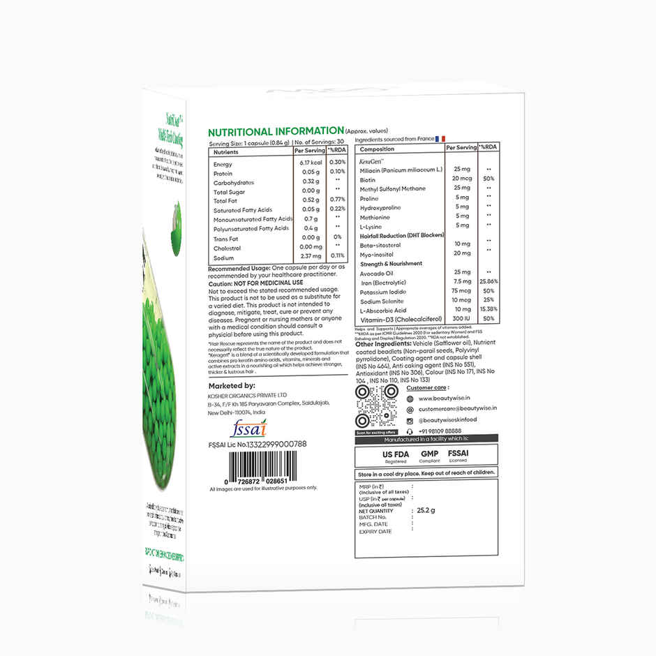 Beautywise Dual Action Hair Rescue Biotin, Keratin & DHT Blocker for Hairfall Control & Growth