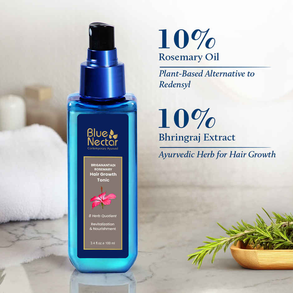 Blue Nectar Ayurvedic Rosemary Hair Growth Serum for Healthy Hair & Scalp
