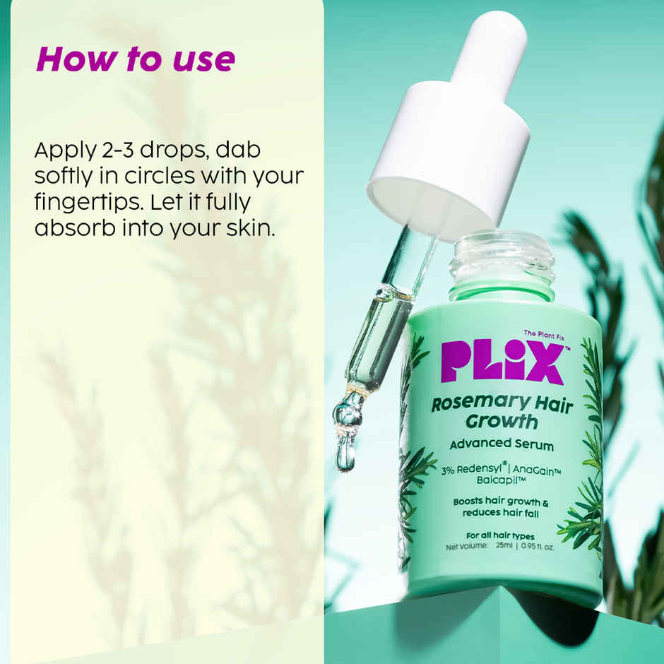 Plix Rosemary Hair Growth Serum for Hair Fall Control & Regrowth|Redensyl, Baicapil, AnaGain