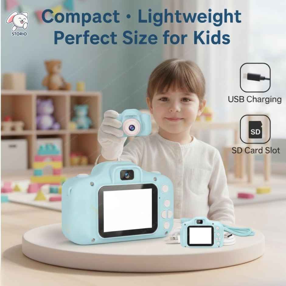 Storio Kids Digital Camera Toy | 3 MP 1080P HD Video | 2 Inch Screen | USB Rechargeable | Blue