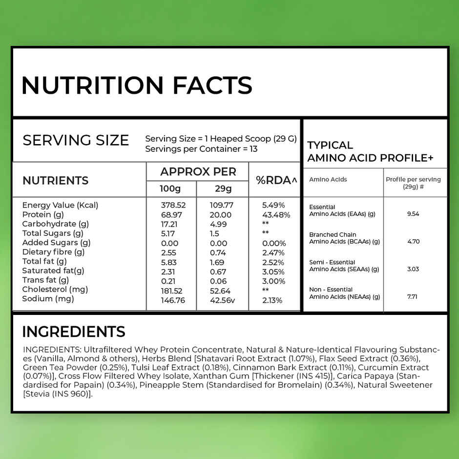 Oziva Whey Protein Powder with Herbs for Women |20g Protein|5.5g BCAA | Vanilla Almond