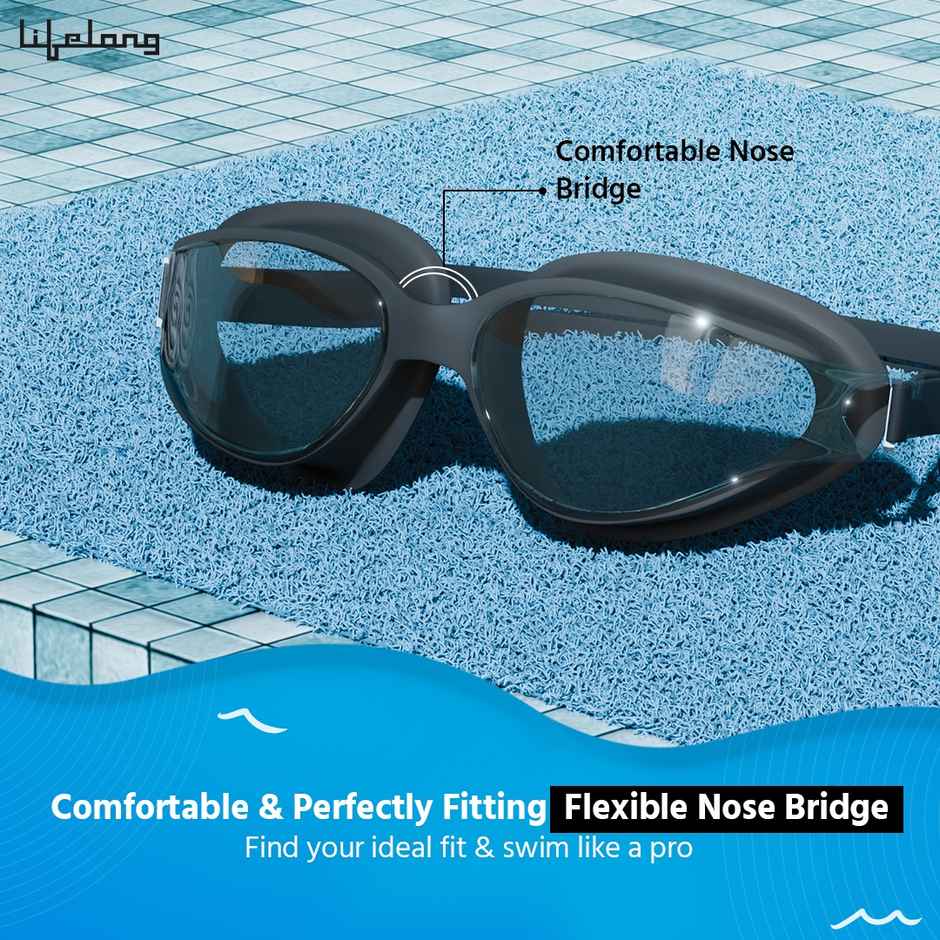 Lifelong Anti-Fog Swimming Goggles for Adults | Black