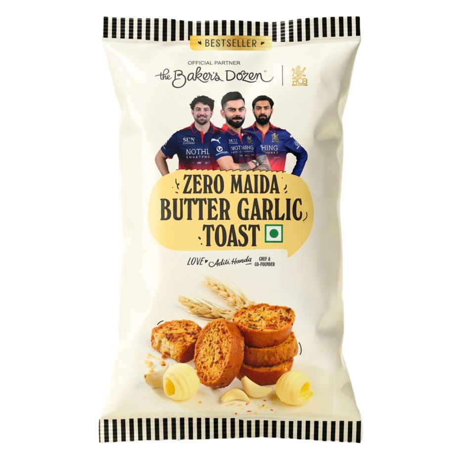 The Baker's Dozen Zero Maida Butter Garlic Toast | Baked | No Palm Oil | Pure Whole Wheat