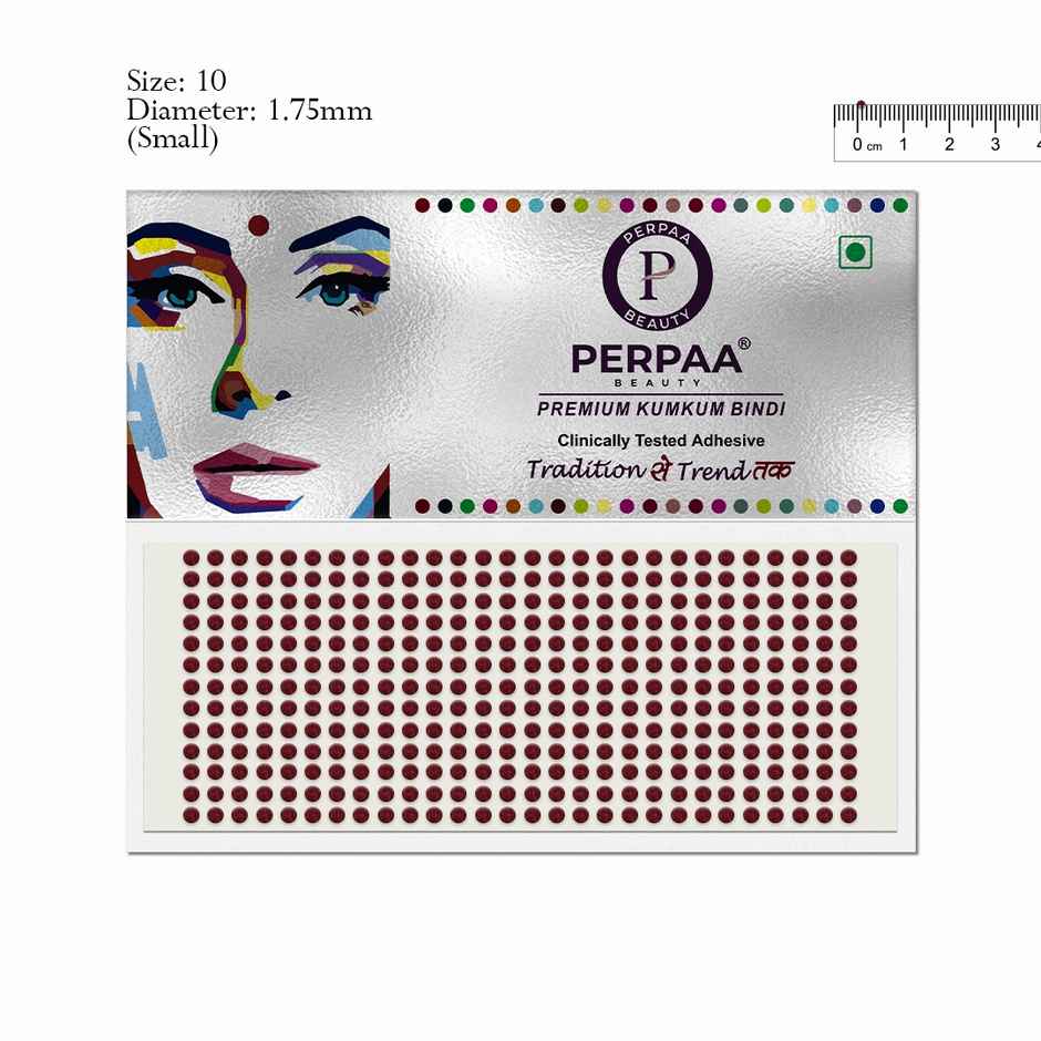 PERPAA Bindi Dark Maroon | 1 Flap | Size 10 Diameter 1.75 mm | Round Kumkum Bindi for women