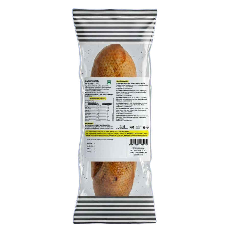 The Baker's Dozen Zero Maida Garlic Bread | Whole Wheat | Atta Loaf | Clean Label | Sandwich Bread
