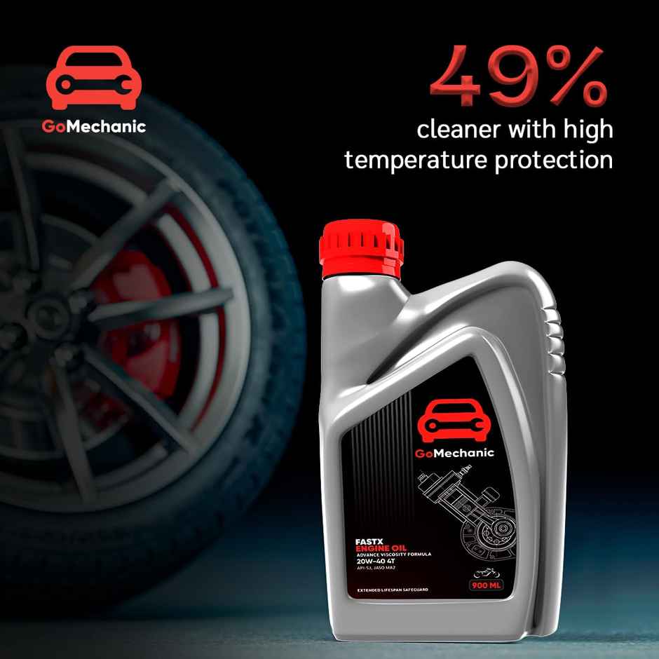GoMechanic Engine Oil For Bike 900 ml - Premium Bike Oil Fastx 4T 20W 40 Api Sj Jaso Ma2