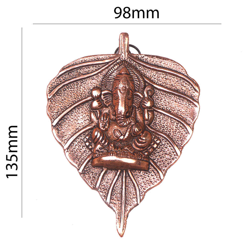 Ganesh Ji on Copper Colour Leaf Wall Hanging | Devnidhi
