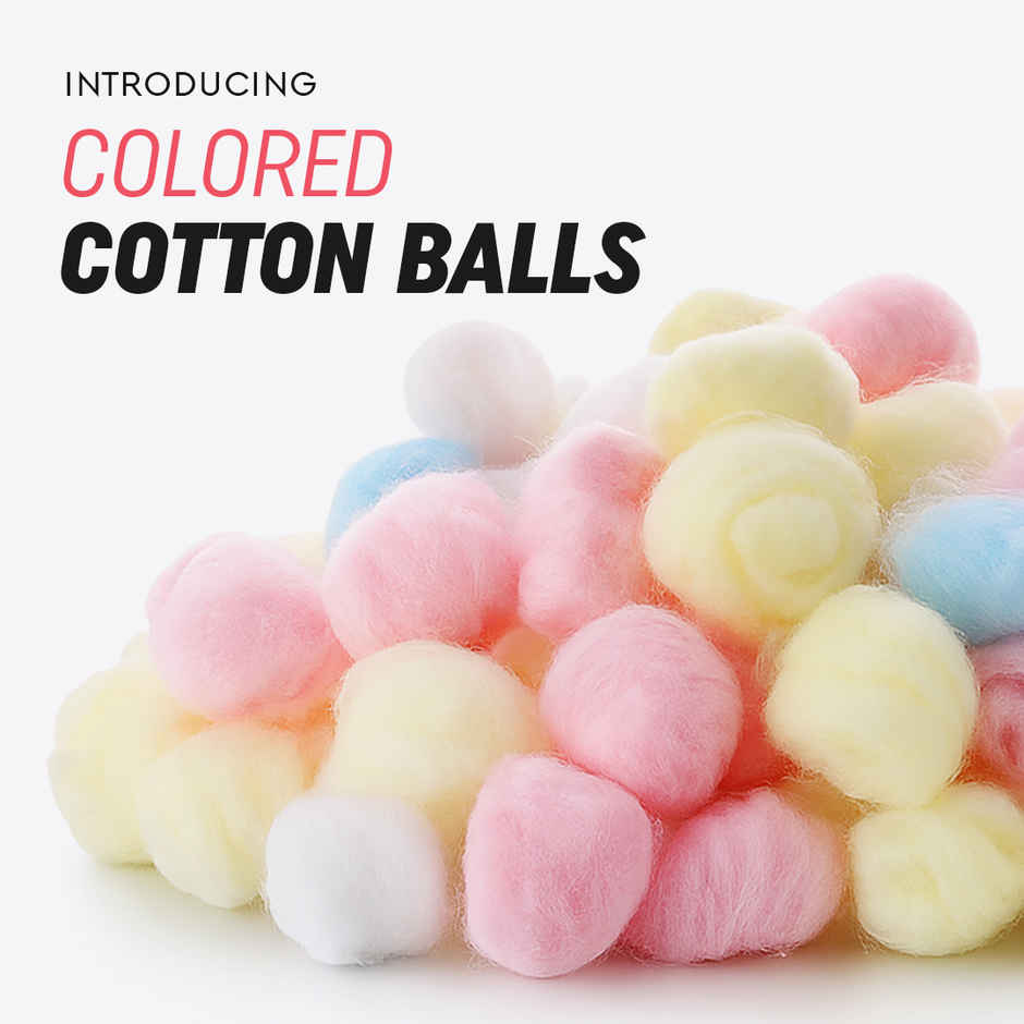 Multibrite Cosmetic Coloured Cotton Balls | for Makeup and Nail Paint Remover | All Skin Types