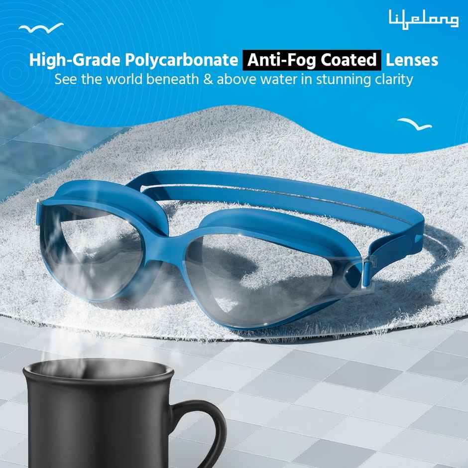 Lifelong Swimming Goggles for Adults | Anti-Fog Swim Glasses | Blue